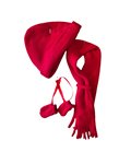 Muts, sjaal en wantjes rood V137